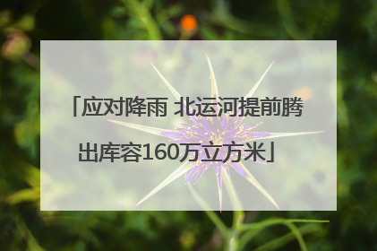 应对降雨 北运河提前腾出库容160万立方米